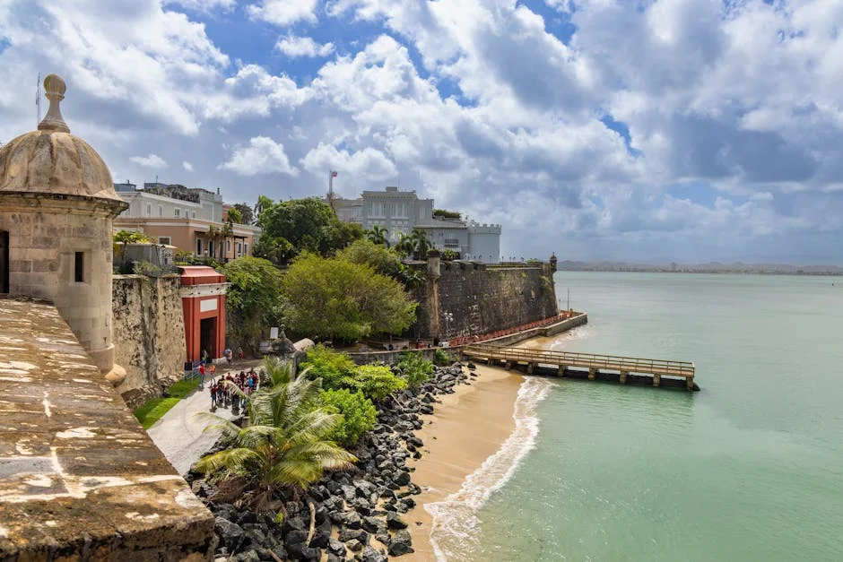 Old San Juan neighborhood in Puerto Rico on the Beach