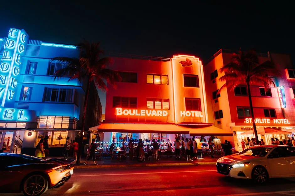 Ocean Drive and the Art Deco District neighborhood in South Beach Miami